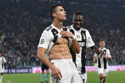 Cristiano Ronaldo of Juventus celebrates after scoring a goal during the Uefa Champions League 2018 2019 Group H football match between Juventus and Manchester United ManU at Juventus stadium, Turin, November, 07, 2018 Foto Andrea Staccioli Insidefoto andreaxstaccioli