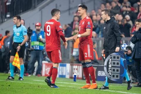 07 11 2018 xkvx Football UEFA Champions League FC Bayern Muenchen AEK Athens emspor v l Robert Lewandowski FCB FC Bayern Muenchen Sandro Wagner FCB FC Bayern Muenchen DFL DFB REGULATIONS PROHIBIT ANY USE OF PHOTOGRAPHS as IMAGE SEQUENCES and or QUASI VIDEO Munich