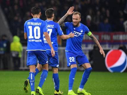 07 11 2018 xmeix Football UEFA Champions League Olympique Lyon TSG 1899 Hoffenheim emspor v l Jubel to the follow-up goal to 2 1 for Hoffenheim by Andrej Kramaric TSG 1899 Hoffenheim with Kevin Vogt TSG 1899 Hoffenheim and Kerem Demirbay TSG 1899 Hoffenheim DFL DFB REGULATIONS PROHIBIT ANY USE OF PHOTOGRAPHS as IMAGE SEQUENCES and or QUASI VIDEO Lyon prio:1