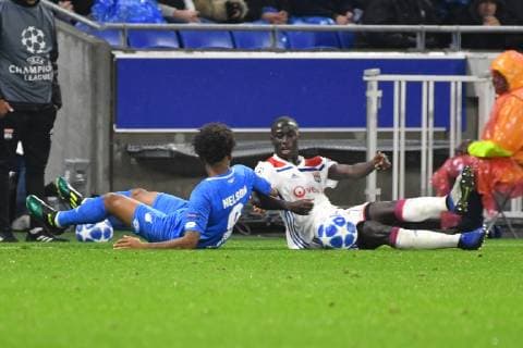 Olympique Lyon TSG 1899 Hoffenheim Hoffenheims Reiss Nelson No 9 against Olympique Lyons Ferland Mendy at the Champions League match Olympique Lyon TSG 1899 Hoffenheim Lyon 07 11 18 Football Champions League Lyon France