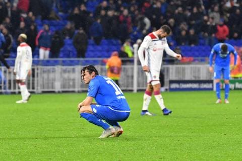 Olympique Lyon TSG 1899 Hoffenheim Hoffenheims Nico Schulz No 16 after the final whistle at the Champions League match Olympique Lyon TSG 1899 Hoffenheim Lyon 07 11 18 Football Champions League Lyon France