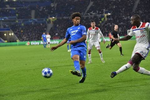 Ferland Mendy (lyon) vs Reiss Nelson (hoffenheim) FOOTBALL : Lyon vs Hoffenheim - Phase de groupes - Ligue des Champions - 07 11 2018 FredericChambert Panoramic 