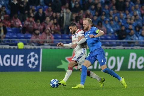 Nabil Fekir (lyon) vs Kevin Vogt (hoffenheim) FOOTBALL : Lyon vs Hoffenheim - Phase de groupes - Ligue des Champions - 07 11 2018 FredericChambert Panoramic 