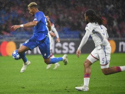 07 11 2018 xmeix Football UEFA Champions League Olympique Lyon TSG 1899 Hoffenheim emspor v l Joelinton TSG 1899 Hoffenheim Olympique Lyons Jason Denayer DFL DFB REGULATIONS PROHIBIT ANY USE OF PHOTOGRAPHS as IMAGE SEQUENCES and or QUASI VIDEO Lyon prio:1