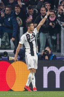 Cristiano Ronaldo dos Santos Aveiro (Juventus) celebrates after scoring his team s first goal during the Uefa Champions League Group Stage H, match between Juventus 1-2 Manchester Utd at Allianz Stadium on November 07, 2018 in Torino, Italy. Noxthirdxpartyxsales  (90664935)