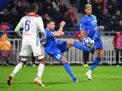 07 11 2018 xmeix Football UEFA Champions League Olympique Lyon TSG 1899 Hoffenheim emspor v l Olympique Lyons Marcelo Adam Szalai TSG 1899 Hoffenheim Joelinton TSG 1899 Hoffenheim DFL DFL REGULATIONS PROHIBIT ANY USE OF PHOTOGRAPHS as IMAGE SEQUENCES and or QUASI VIDEO Lyon prio:1