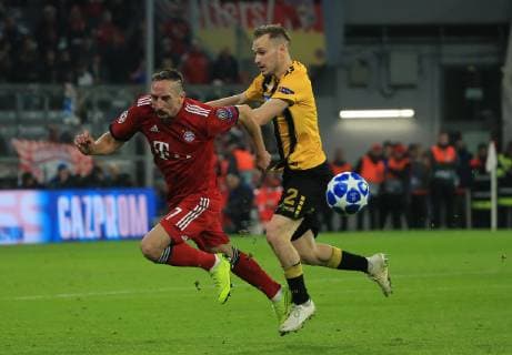 (181108) -- MUNICH, Nov. 8, 2018 -- Bayern Munich s Franck Ribery (L) vies with AEK Athen s Michalis Bakakis during a 4th round match of group E in the UEFA Champions League between Bayern Munich of Germany and AEK Athens of Greece, in Munich, Germany, on Nov. 7, 2018. Bayern Munich won 2-0. ) (SP)GERMANY-MUNICH-SOCCER-UEFA CHAMPIONS LEAGUE-BAYERN MUNICH VS AEK ATHENS PhilippexRuiz 