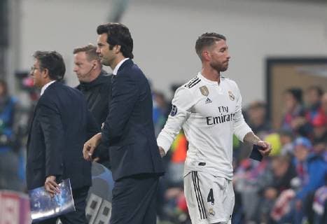 Partido de Liga de Campeones entre el Viktoria Plzen y el Real Madrid. En la imagen, Solari y Sergio Ramos.Champions League match between Viktoria Plzen and Real Madrid. In this picture, Solari and Sergio Ramos. 