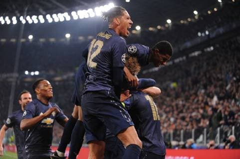07.11.2018 Turyn Pilka nozna Liga Mistrzow 2018 2019 Juventus Turyn - Manchester United ManU N z radosc pilkarzy Manchesteru United, gol, bramka Foto Norbert Barczyk PressFocus 07.11.2018 Torino Football Champions League 2018 2019 Juventus Turyn - Manchester United radosc pilkarzy Manchesteru United, gol, bramka Credit Norbert Barczyk PressFocus NEWSPIX.PL --- Newspix.pl  20181107NB0147