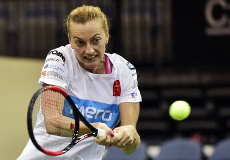 Czech tennis player Petra Kvitova in action during a training session prior to the final match of the Fed Cup between Czech Republic and USA, at the O2 arena in Prague, Czech Republic, on November 8, 2018. The final match will be held on November 10 and 11. (CTKxPhoto RomanxVondrous) CTKPhotoP201811080441101  vnd 2