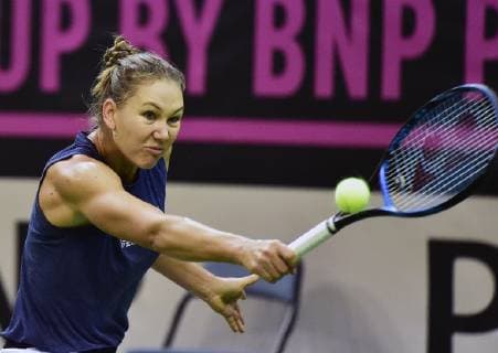 US tennis player Nicole Melichar in action during a training session prior to the final match of the Fed Cup between Czech Republic and USA, at the O2 arena in Prague, Czech Republic, on November 8, 2018. The final match will be held on November 10 and 11. (CTKxPhoto RomanxVondrous) CTKPhotoP201811080636001  vnd 12