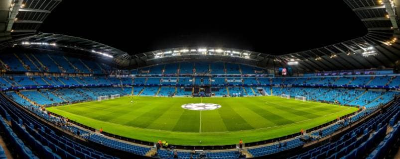 Etihad Stadium with Champions League Flag on the centre circle before kick off of the UEFA Champions League group match between Manchester City and Shakhtar Donetsk at the Etihad Stadium, Manchester, England on 7 November 2018. Copyright: xPRiMExMediaxImagesx PMI-2381-0047