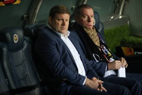 Anderlecht s head coach Hein Vanhaezebrouck and Anderlecht s sports director Luc Devroe pictured before the match between Belgian soccer team RSC Anderlecht and Turkish team Fenerbahce, Thursday 08 November 2018 in Istanbul, Turkey, on day four of the UEFA Europa League group stage, in group D. VIRGINIExLEFOUR  x05464174x
