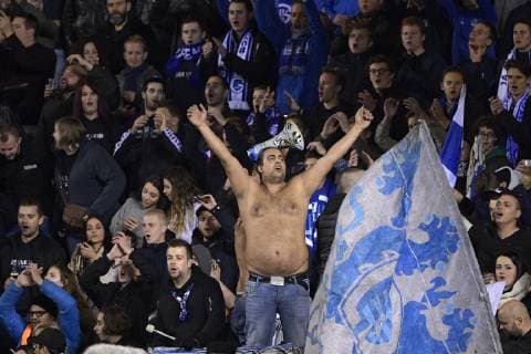 Genk s supporters pictured at the start of a match between Belgian soccer team KRC Genk and Turkish club Besiktas, in Genk, Thursday 08 November 2018 on day four of the UEFA Europa League group stage, in group I. YORICKxJANSENS  x05464320x