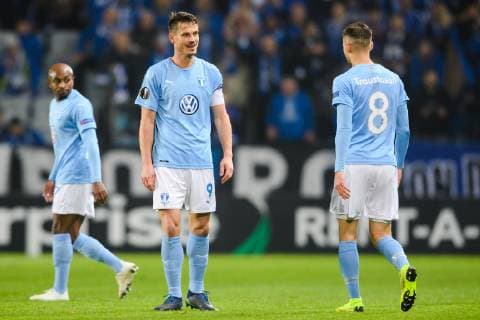 181108 Markus Rosenberg of Malmö FF looks dejected during the Europa League group stage match between Malmö FF and Sarpsborg 08 on November 8, 2018 in Malmö. Photo: Petter Arvidson BILDBYRN kod PA 92149  Copyright: PETTERxARVIDSON BB181108PA040