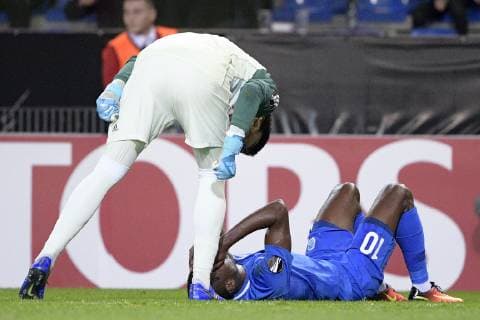 Besiktas goalkeeper Tolga Zengin and Genk s Aly Mbwana Samatta pictured during a match between Belgian soccer team KRC Genk and Turkish club Besiktas, in Genk, Thursday 08 November 2018 on day four of the UEFA Europa League group stage, in group I. YORICKxJANSENS  x05464406x