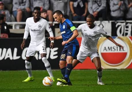 08 11 2018 xjhx Football UEFA Europa League Apollon Limassol Eintracht Frankfurt emspor v l Danny da Costa Eintracht Frankfurt Giorgos Vasiliou Apollon Limassol Gelson Fernandes Eintracht Frankfurt DFL REGULATIONS PROHIBIT ANY USE OF PHOTOGRAPHS as IMAGE SEQUENCES and or QUASI VIDEO Limassol