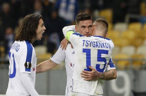 November 8, 2018 - Kiev, Ukraine - Dynamo Kiev s Benjamin Verbic (C) celebrates a goal after scoring during the UEFA Europa League Group K second-leg football match between Rennes and Dynamo Kyiv at the Olympiyskiy Stadium in Kiev, Ukraine, 08 November 2018. Dynamo Kyiv v Stade Rennais - UEFA Europa League (13 immagini)  - ZUMAn230 20181108_zaa_n230_324 Copyright: xStrx