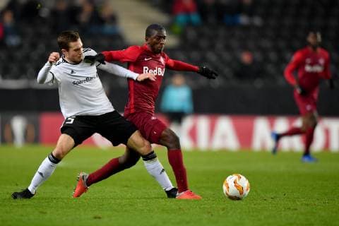 SOCCER - UEFA EL, Rosenborg vs RBS TRONDHEIM,NORWAY,08.NOV.18 - SOCCER - UEFA Europa League, group stage, Rosenborg BK vs Red Bull Salzburg. Image shows Dorde Denic (Rosenborg) and Amadou Haidara (RBS). GEPAxpictures xFlorianxErtl