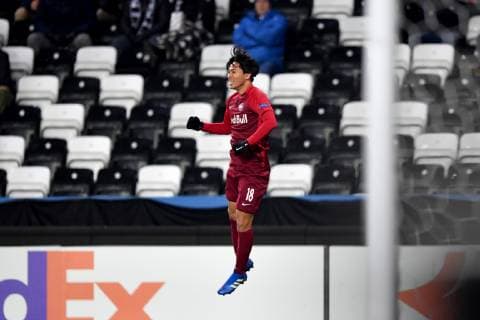 SOCCER - UEFA EL, Rosenborg vs RBS TRONDHEIM,NORWAY,08.NOV.18 - SOCCER - UEFA Europa League, group stage, Rosenborg BK vs Red Bull Salzburg. Image shows the rejoicing of Takumi Minamino (RBS). GEPAxpictures xFlorianxErtl