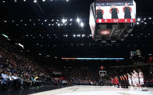 Photo Spada LaPresse November 8, 2018 Assago (MI) Italy basket AX Armani Exchange Olimpia Milano vs Cska Moscow Euroleague Turkish Airline 2018 2019 - Mediolanum Forum in the pic: national anthem  Copyright: xSpada LaPressex