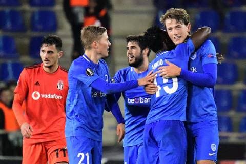 GENK, BELGIUM - NOVEMBER 8 : Sander Boli Berge midfielder of Genk celebrates scoring a goal during the UEFA Europa League, Group Stage - Group 1 match between KRC Genk and Besiktas JK at the KRC Genk Arena on November 08, 2018 in Genk, Belgium, 8 11 2018 FOOTBALL : KRC Genk v Besiktas : UEFA Europa League - 08 11 2018 PHOTONEWS PANORAMIC  775219917