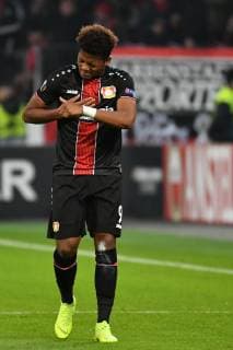 GER UEFA EL Bayer 04 Leverkusen GER vs FC Zuerich SUI 08 11 2018 BayArena Leverkusen Europaleque preliminary round GER UEFA EL Bayer 04 Leverkusen GER vs FC Zuerich SUI DFL regulations prohibit any use of photographs as image sequences and or quasi video in picture shows Leon Bailey Leverkusen 9 injured grabs his chest nordphotox xMeuter nph00351