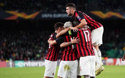 Photo LaPresse - Spada November 08 , 2018 Sevilla ( Spain ) Soccer A.C. Milan - Season 2018-2019 Betis Siviglia vs Milan "Benito Villamarin "Stadium In the pic: celebrates after scoring Suso gol 1-1 , Patrick Cutrone  Copyright: xLaPresse Spadax