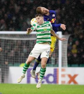 Celtic Glasgow RB Leipzig Football Euro League Glasgow 08 11 2018 Celtic Park Football UEFA Euro League Group B 4 Matchday Celtic Glasgow vs RB Leipzig James Forrest 49 Celtic and Marcel Halstenberg 23 RB Leipzig In accordance with UEFA specifications, it is forbidden to exploit or have exploited photographs taken in the stadium and or during the match in the form of sequence images and or video-like photo sequences