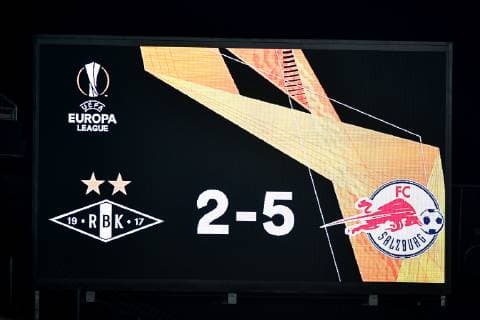SOCCER - UEFA EL, Rosenborg vs RBS TRONDHEIM,NORWAY,08.NOV.18 - SOCCER - UEFA Europa League, group stage, Rosenborg BK vs Red Bull Salzburg. Image shows the scoreboard. GEPAxpictures xFlorianxErtl