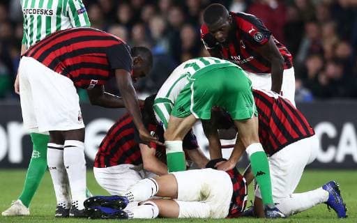 Photo LaPresse - Spada November 08 , 2018 Sevilla ( Spain ) Soccer A.C. Milan - Season 2018-2019 Betis Siviglia vs Milan "Benito Villamarin "Stadium In the pic: Mateo Musacchio injured  Copyright: xLaPresse Spadax