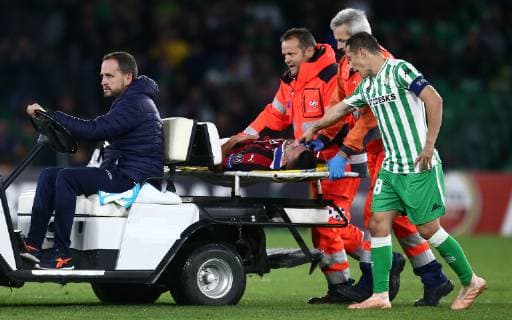 Photo LaPresse - Spada November 08 , 2018 Sevilla ( Spain ) Soccer A.C. Milan - Season 2018-2019 Betis Siviglia vs Milan "Benito Villamarin "Stadium In the pic: Mateo Musacchio injured  Copyright: xLaPresse Spadax