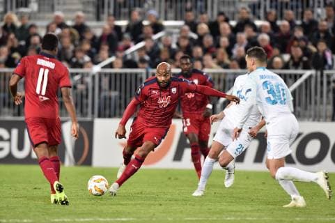 Jimmy Briand (gir) FOOTBALL : Bordeaux vs Zenit St Petersbourg - 4eme Tour Ligue Europa - Bordeaux - 08 11 2018 ThierryBreton Panoramic 