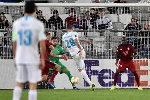 But et joie Anton Zobolotny (zen) FOOTBALL : Bordeaux vs Zenit St Petersbourg - 4eme Tour Ligue Europa - Bordeaux - 08 11 2018 ThierryBreton Panoramic 