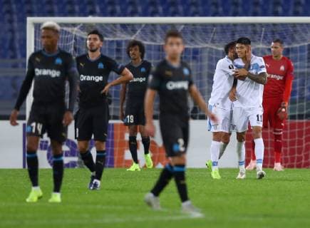 November 8, 2018 - Rome, Italy - SS Lazio v Olympique de Marseille : UEFA Europa League Group H.Joaquin Correa of Lazio celebrates with Danilo Cataldi after the goal scored of 2-0 at Olimpico Stadium in Rome, Italy on November 8, 2018. SS Lazio V Olympique De Marseille - UEFA Europa League Group H  - ZUMAn230 20181108_zaa_n230_367 Copyright: xMatteoxCiambellix
