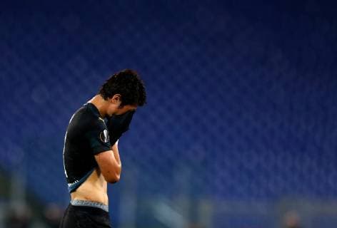 November 8, 2018 - Rome, Italy - SS Lazio v Olympique de Marseille : UEFA Europa League Group H.Dejection of Hiroki Sakai of Marseille at the end of the match at Olimpico Stadium in Rome, Italy on November 8, 2018. SS Lazio V Olympique De Marseille - UEFA Europa League Group H  - ZUMAn230 20181108_zaa_n230_381 Copyright: xMatteoxCiambellix