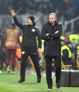 Europaleague Bayer 04 Leverkusen FC Zurich 08 11 2018 Coach Ludovic Magnin FC Zurich on the sidelines In the background Heiko Herrlich LEV DFL REGULATIONS PROHIBIT ANY USE OF PHOTOGRAPHS AS IMAGE SEQUENCES AND OR QUASI VIDEO HM