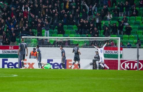 November 8, 2018 - Budapest, Hungary - The Goal (1-0) during the UEFA Europa League Group L match between MOL Vidi FC and FC PAOK at Groupama stadium on Nov 08, 2018 in Budapest, Hungary. Vidi FC v PAOK - UEFA Europa League - Group L  - ZUMAn230 20181108_zaa_n230_529 Copyright: xRobertxSzaniszlox