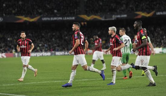 Fußball, EL, Real Betis Sevilla - AC Mailand Partido de la Europa League entre el Betis y el Milan en el Villamarin. En la imagen, Suso celebra su gol. Europa League match between Betis and Milan. In this picture, Suso celebrates his goal. 