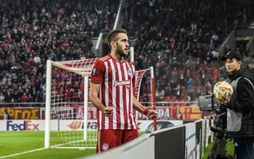 November 8, 2018 - Piraeus, Greece - Olympiakos Kostas Fortounis react after scoring during the UEFA Europa League soccer match between Olympiacos Piraeus and F91 Dudelange at the Karaiskakis Stadium in Piraeus, Greece, 08 November 2018. Olympiacos v F91 Dudelange - UEFA Europa League - Group F  - ZUMAn230 20181108_zaa_n230_595 Copyright: xDimitrisxLampropoulosx