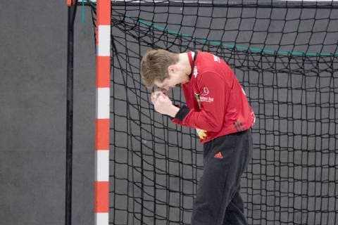 Luebbecke Germany 09 11 2018 2 Handball Bundesliga 2018 2019 TuS N Luebbecke vs ASV Hamm Westfalen Goalkeeper Joel Birlehm Luebbecke Luebbecke Nordrhein Westfalen Germany Merkur Arena