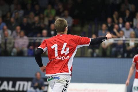 Goal celebration at Lukas Ossenkopp Handball Sports Club Hamburg 14 TV Emsdetten vs Handball Sports Club Hamburg Handball 2 Bundesliga 09 11 2018 TV Emsdetten vs Handball Sports Club Hamburg Handball 2 Bundesliga 09 11 2018 Emsdetten Copyright: xEIBNER JanxStrohdiekx EP_JSK