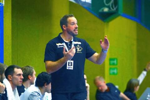Coach Christian Pöhler Dresden Handball 2 League 2018 19 EHV Aue HC Elbflorenz Dresden at 9 11 2018 EHV Aue HC Elbflorenz Dresden