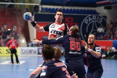 Rasmus Lauge Schmidt (Flensburg) HANDBALL : VELUX EHF Champions League - 7eme journee - Paris Saint-Germain HB vs SG Flensburg-Handewitt - 10 11 2018 KevinDomas Panoramic 