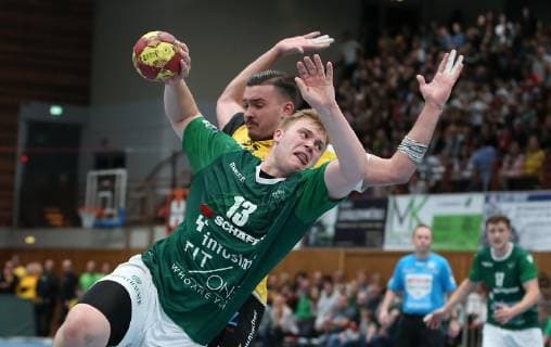 v li Michael Schulz DJK Rimpar Wolves Marcel Timm HSC 2000 Coburg DKB 2 Handball Bundesliga DJK Rimpar Wolves HSC 2000 Coburg xfsx