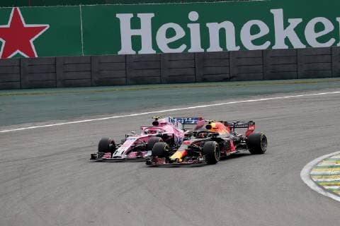 Formel 1, GP von Brasilien, Crash von Max Verstappen und Esteban Ocon Photo4 LaPresse 11 11 2018 Sao Paulo, Brazil Grand Prix Formula One Brazil 2018 In the pic: Max Verstappen (NED) Red Bull Racing RB14 and Esteban Ocon (FRA) Racing Point Force India F1 VJM11  Copyright: xPhoto4 LaPressex