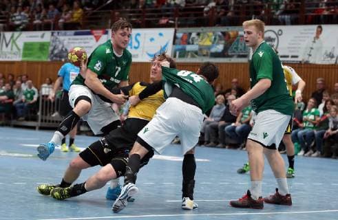 v li Patrick Schmidt DJK Rimpar Wolves Markus Hagelin HSC 2000 Coburg Benjamin Herth DJK Rimpar Wolves Patrick Gempp DJK Rimpar Wolves DKB 2 Handball Bundesliga DJK Rimpar Wolves HSC 2000 Coburg xfsx