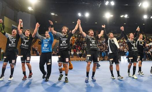 Final cheers Winners cheers of HC Elbflorenz HC Elbflorenz Dresden vs. HC Rhein Vikings Handball 2 Mens League 2 Bundesliga Season 2018 2019 Dresden BallsportARENA Dresden 11 11 2018