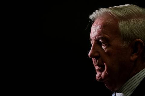 WADA press conferance in Baku Craig Reedie, President of the World Anti-Doping Agency, gestures during a news conference following a meeting of WADA foundation board in Baku, Azerbaijan November 15, 2018. Azerbaijan  AzizxKarimov PacificxPress