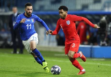 Fußball, U21 Länderspiel, Italien - England November 15, 2018 - Ferrara, Italy - Italy U21 U 21 v England U21 : International Friendly Länderspiel match.Vittorio Parigini of Italy and Jay Dasilva of England at Paolo Mazza Stadium in Ferrara, Italy on November 15, 2018. Italy U21 v England U21 - International Friendly  - ZUMAn230 20181115_zaa_n230_347 Copyright: xMatteoxCiambellix